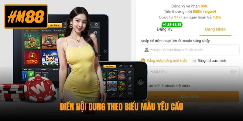 Điền nội dung theo biểu mẫu yêu cầu